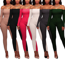 Load image into Gallery viewer, Womens Sexy off Shoulder Tights Leggings Jumpsuits - Bodycon Long Sleeve Skinny Long Pants Rompers Clubwear
